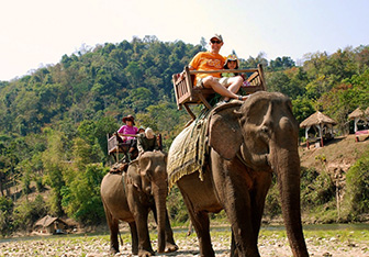 Elephant ride Laos